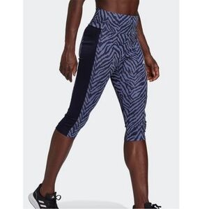 Adidas Aeroready Primegreen High Rise Sport Zebra Capri Leggings Women's Sz M